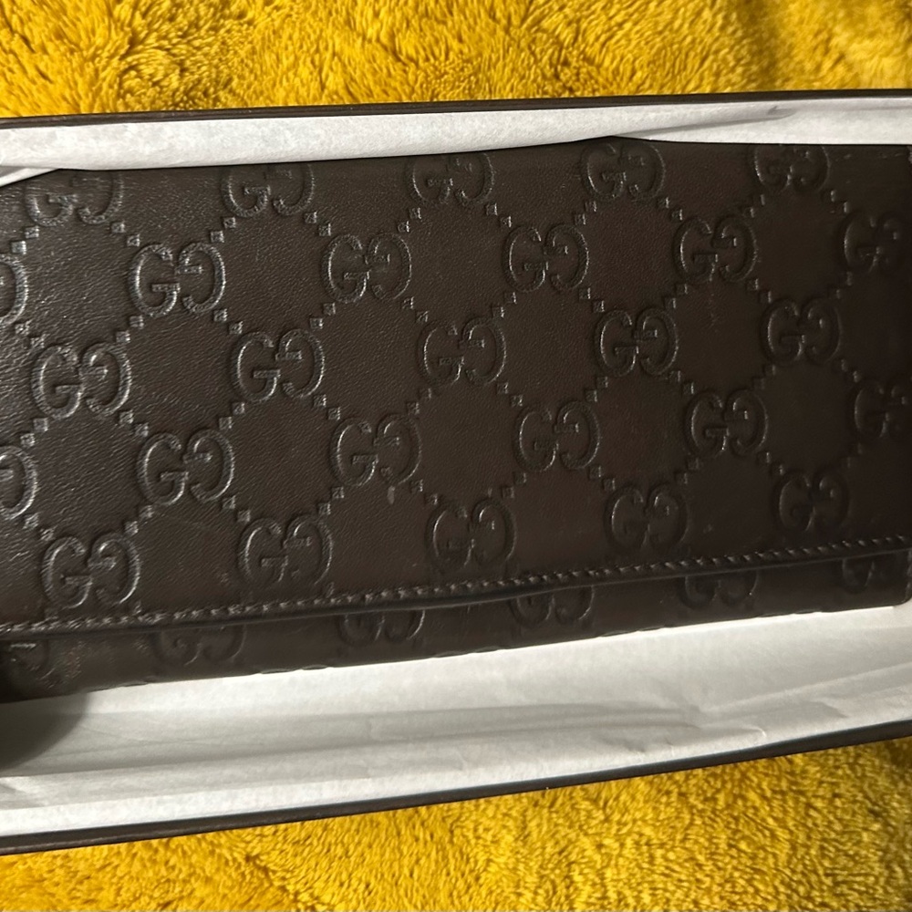 Gucci Guccissima bifold long dark brown Wallet bill